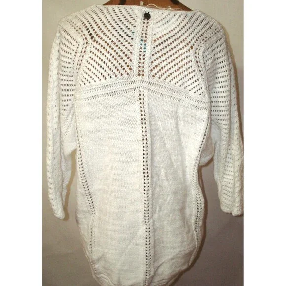 NWT New Womens M Prana Sweater Getup White Soft Organic Cotton Casual Loose Knit